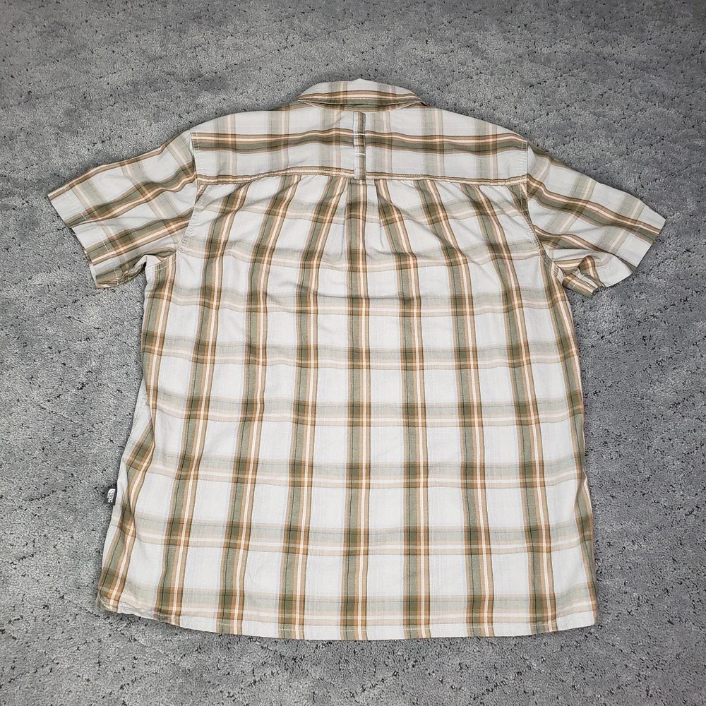 The North Face Shirt Mens Size Medium Brown Plaid Short Sleeve Collared Casual